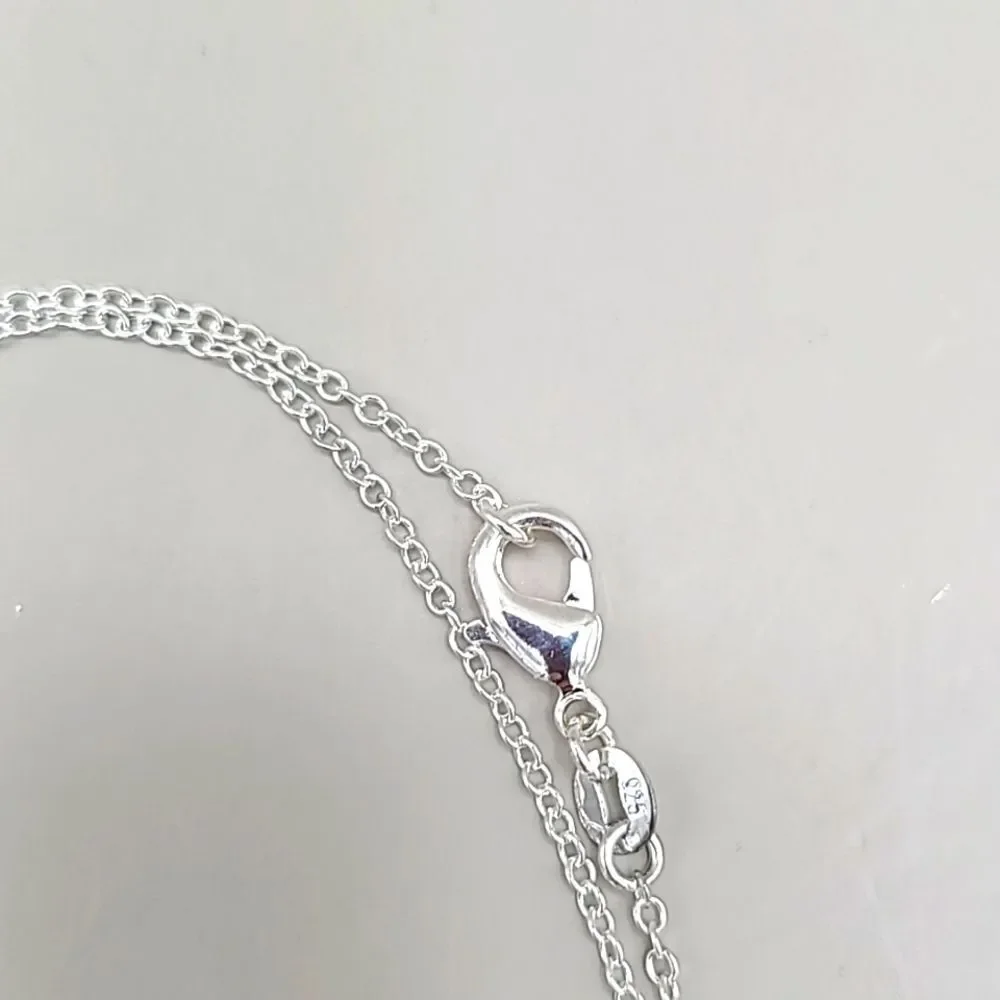 Fashion Pendant Necklace, Silver with Red Stones - Picture 4 of 4
